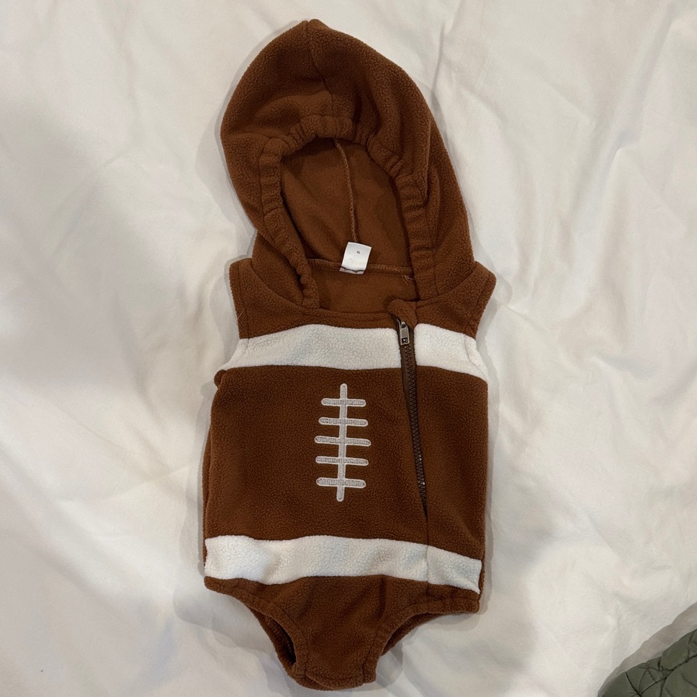 Brown Football-Themed Baby Onesie